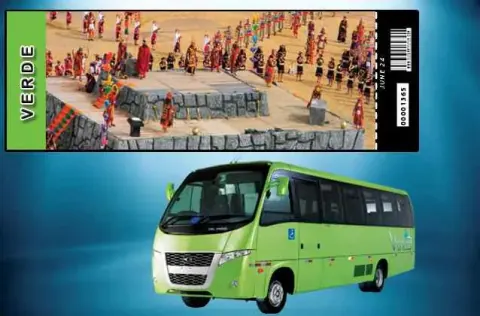 Inti Raymi 2027 ticket. Groene sectie + tourbus