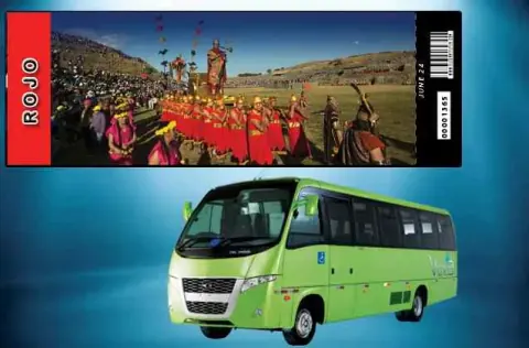 Inti Raymi 2027 ticket. Rode sectie + tourbus